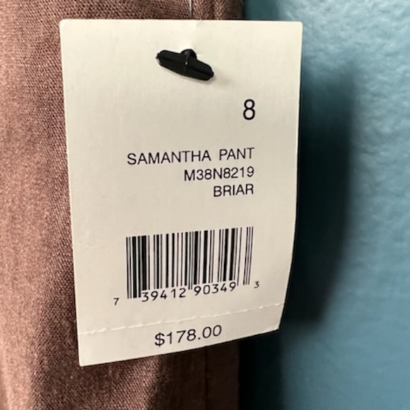 TAHARI LINEN BLEND COASTAL GRANNY BROWN ZIP PANTS NWT SIZE 8 - Picture 3 of 11